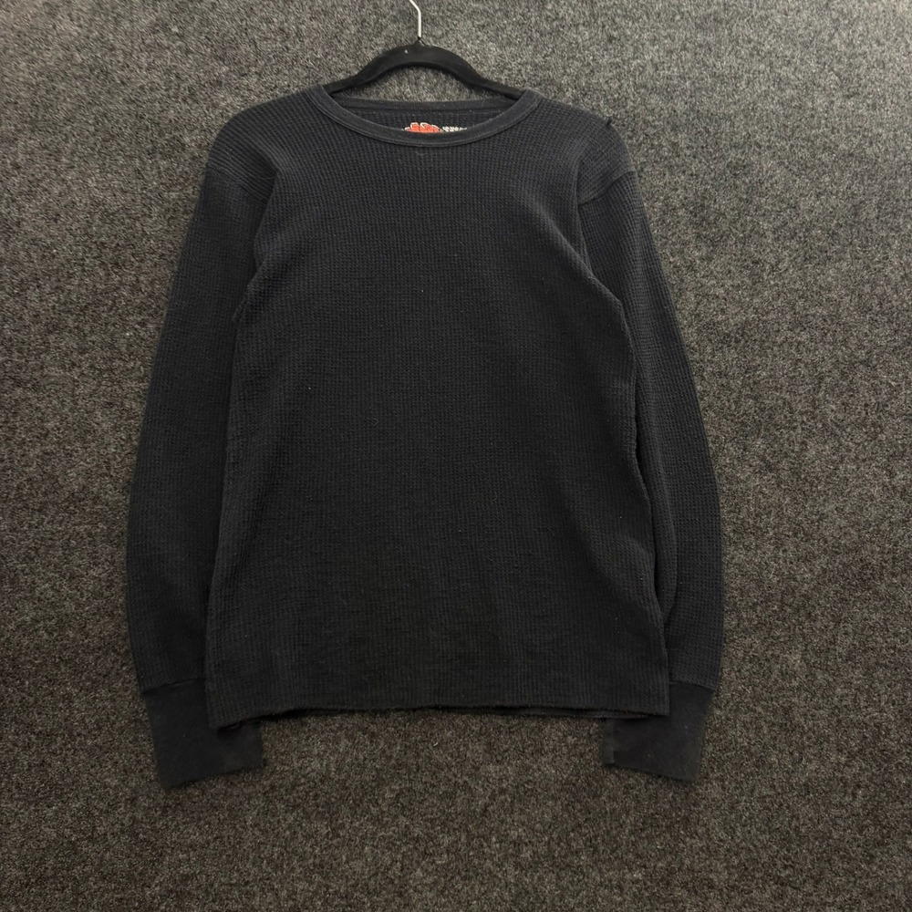 Vintage Field & Forest Black Waffle Knit Thermal Shirt Mens Medium Long Sleeve